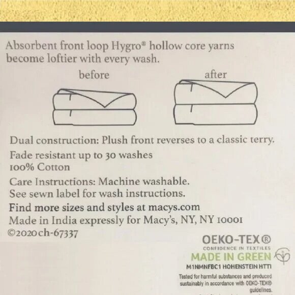 2 new LEMON CITRUS Charter Club Elite 100% Hygro Cotton 33x64 inch BATH … - Picture 6 of 9